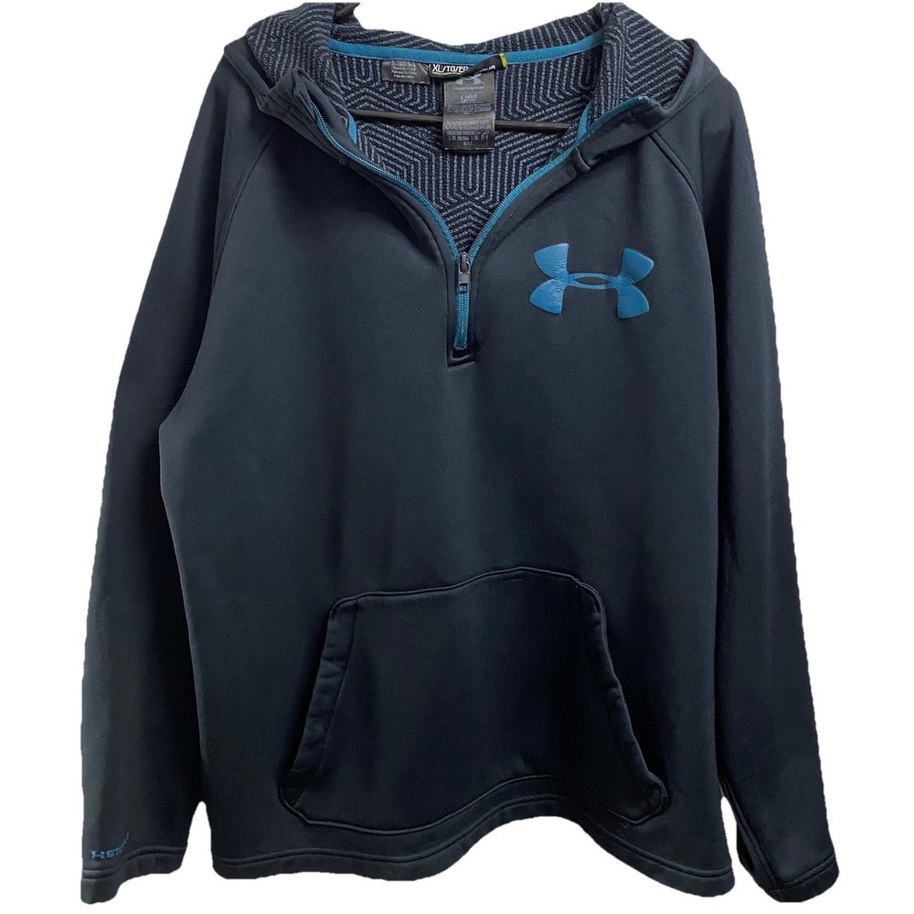 Under Armour Men's Cold Gear 1/4-Zip‎ Navy Blue Hoodie Sweatshirt Sz. XL Loose